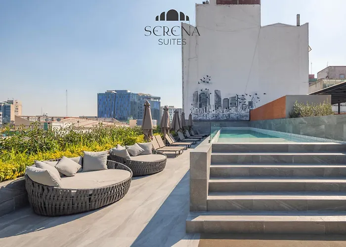 Elegant With Ac And Skydeck Pool In Condesa